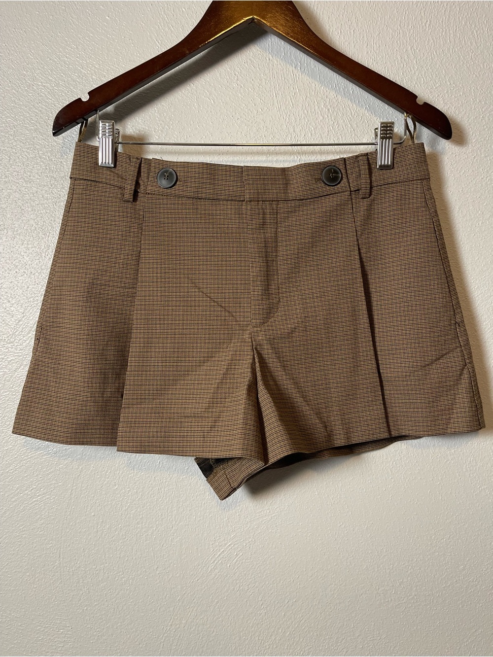 Zara Brown Plaid Tailored Shorts